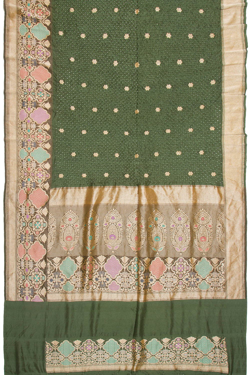 Banarasi Tussar Butta Green Saree