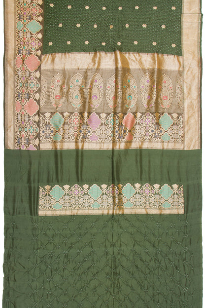 Banarasi Tussar Butta Green Saree