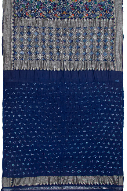 Banarasi Georgette Bandhani Jaal Dark Blue Saree