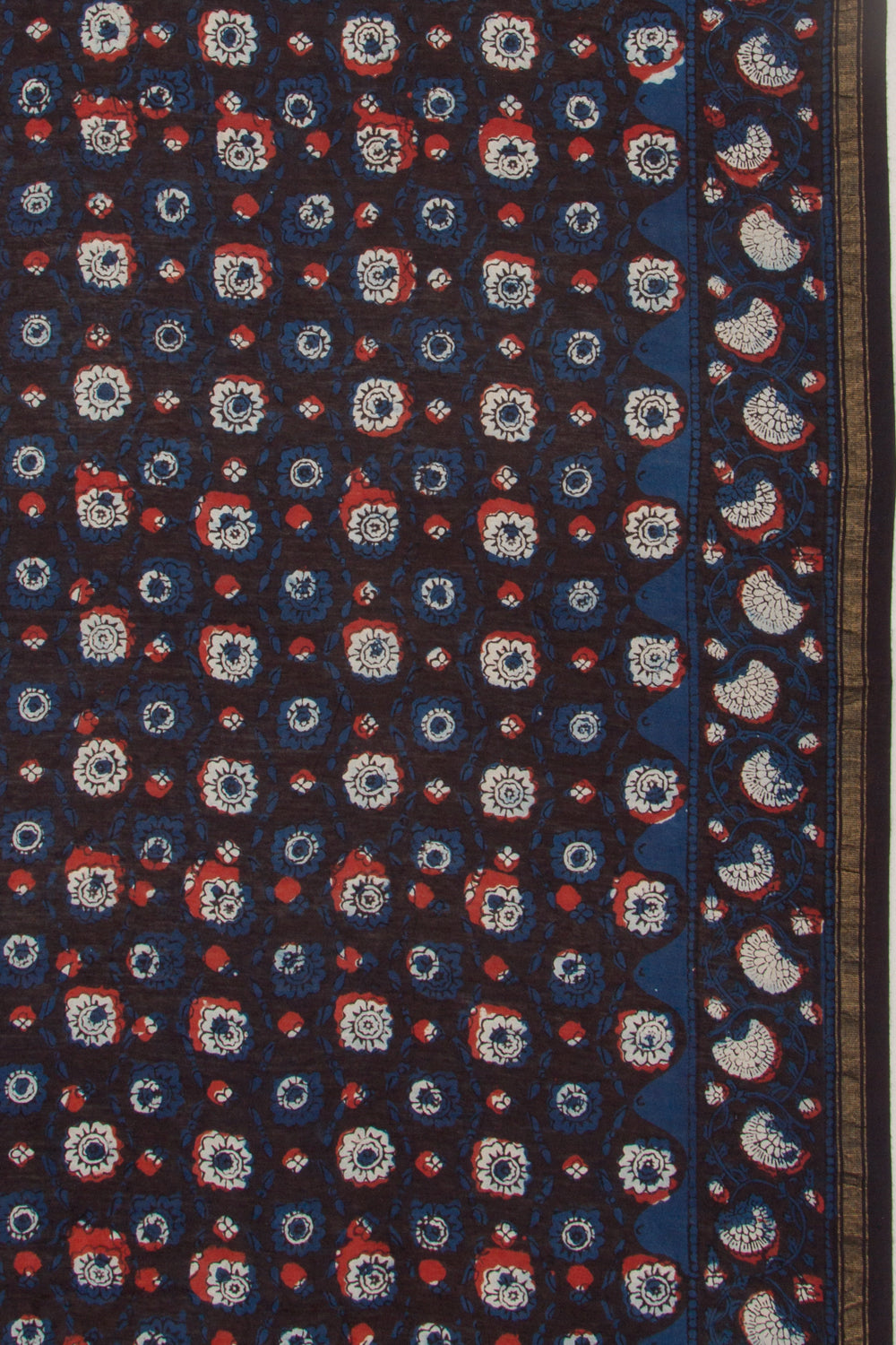 Chanderi Cotton Batik Printed Choco Brown Saree