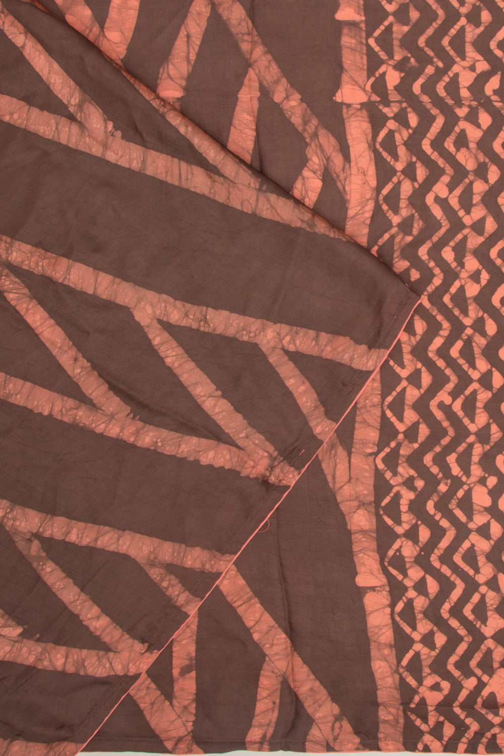Satin Block Printed Brown Saree
