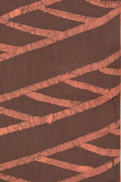Satin Block Printed Brown Saree