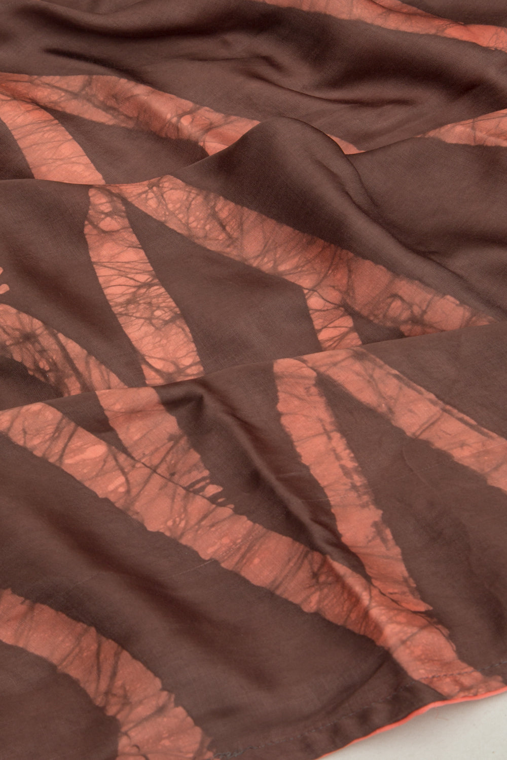 Satin Block Printed Brown Saree