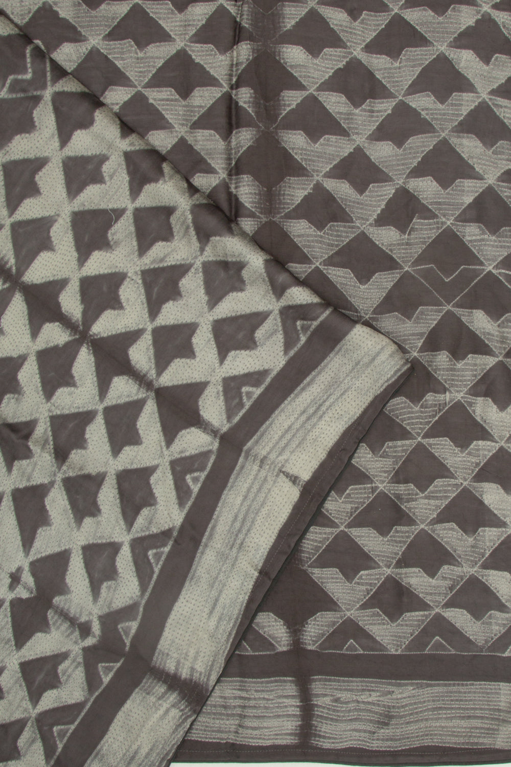 Satin Block Printed Black Saree