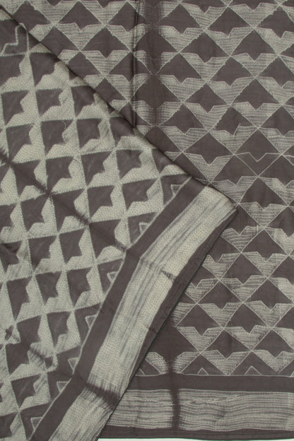 Satin Block Printed Black Saree