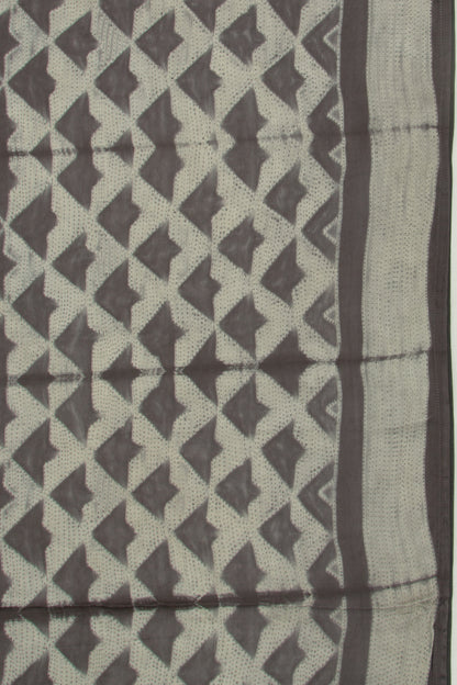 Satin Block Printed Black Saree