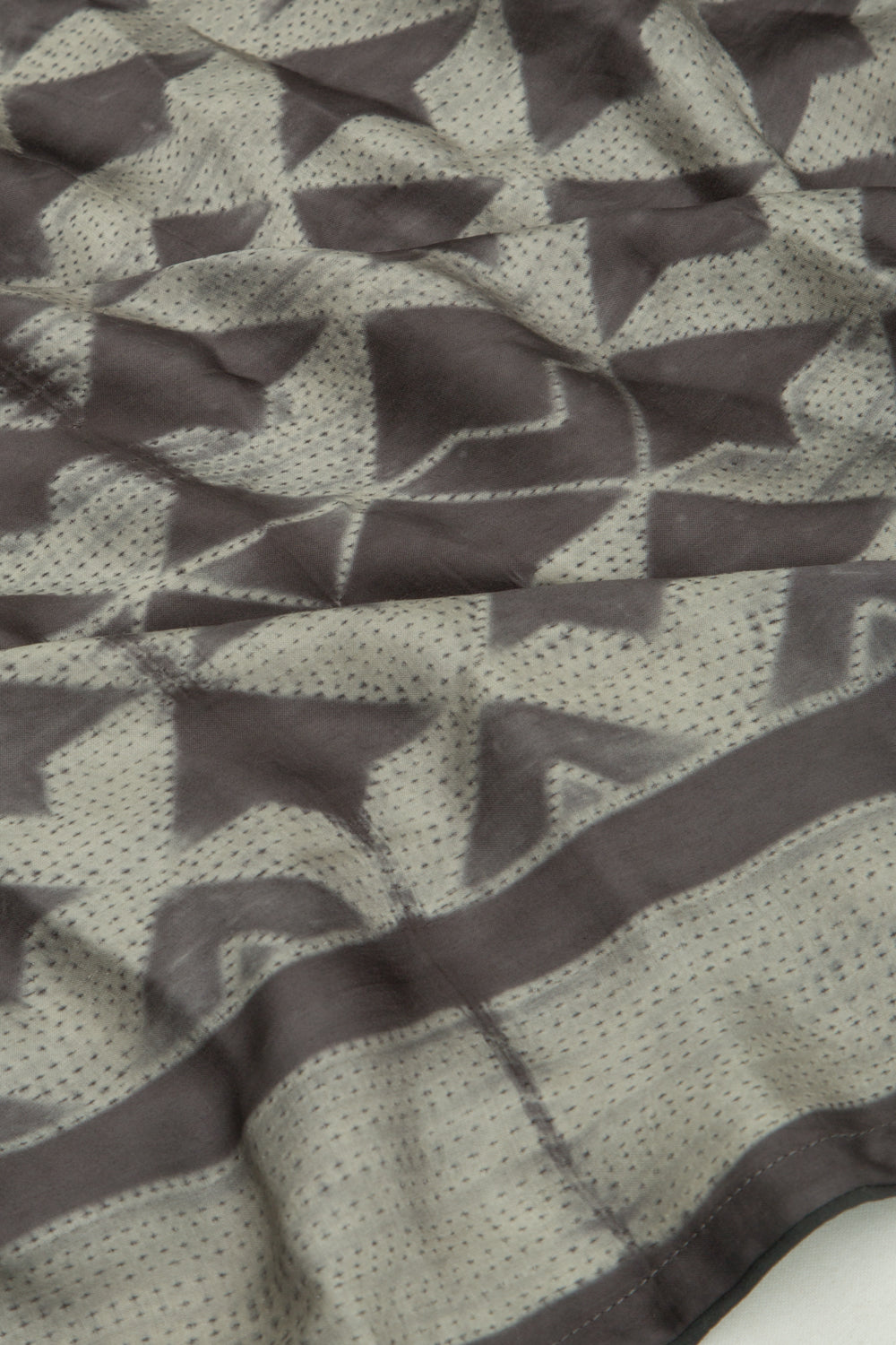 Satin Block Printed Black Saree