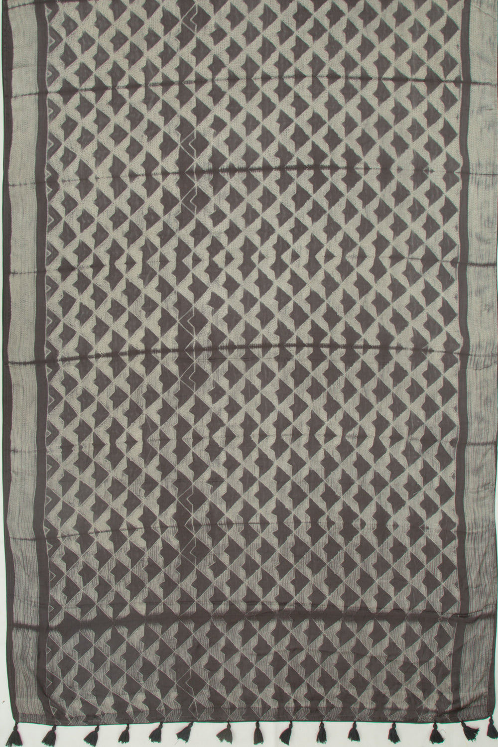 Satin Block Printed Black Saree