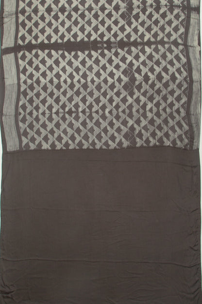 Satin Block Printed Black Saree