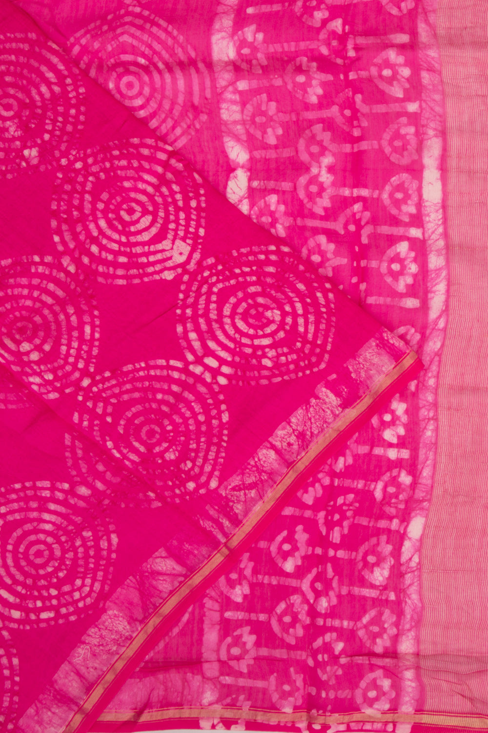 Chanderi Cotton Block Printed Pink Saree