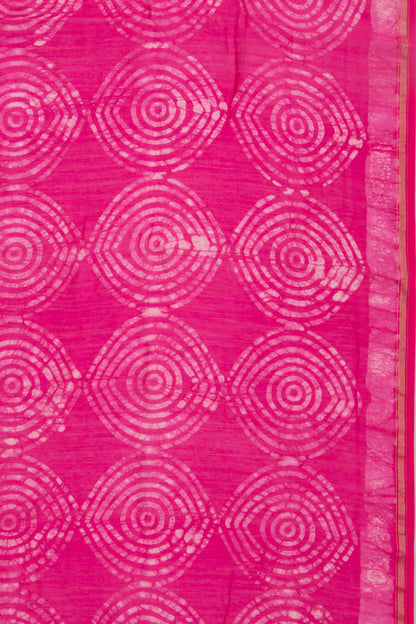Chanderi Cotton Block Printed Pink Saree