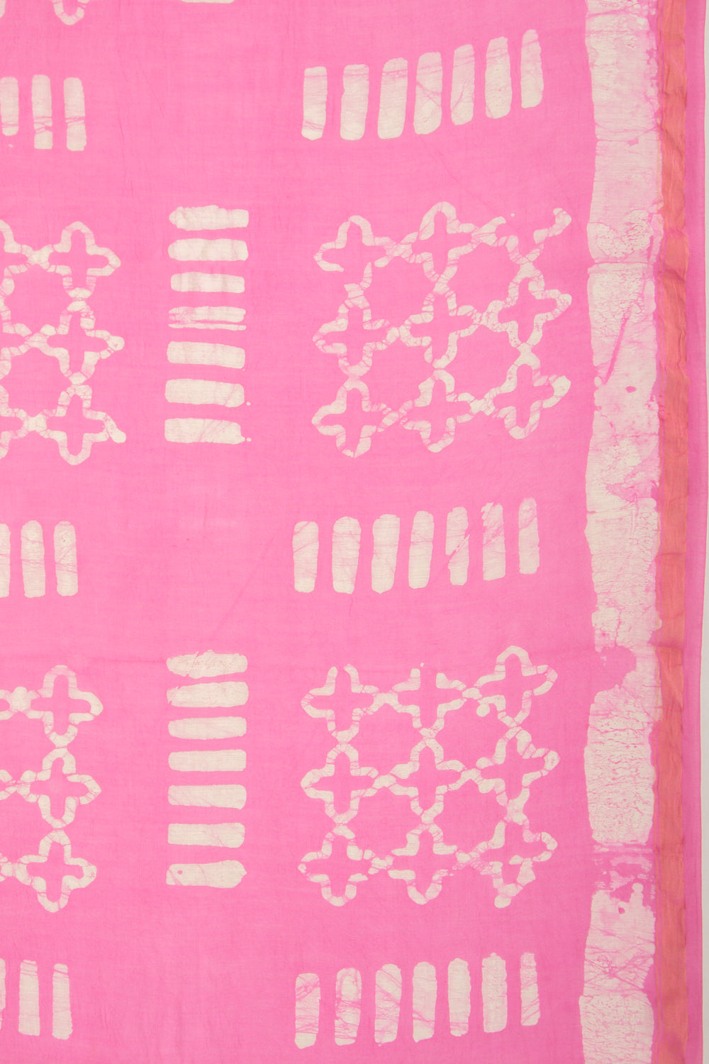 Chanderi Silk Batik Printed Pink Saree