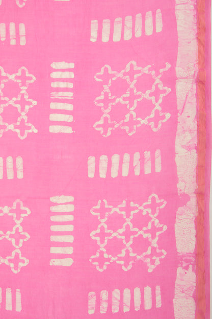 Chanderi Silk Batik Printed Pink Saree