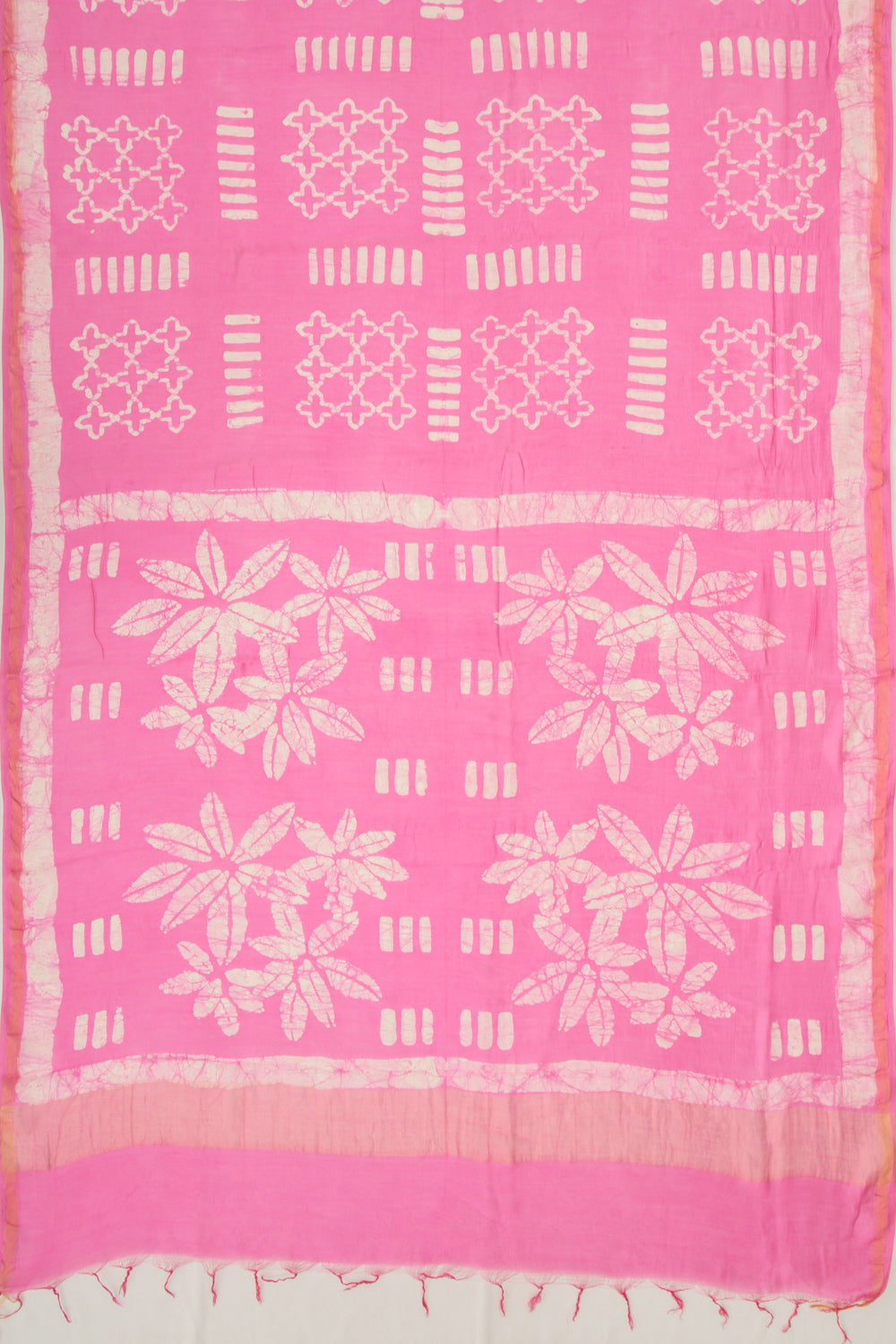 Chanderi Silk Batik Printed Pink Saree