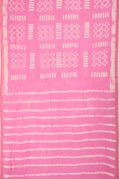 Chanderi Silk Batik Printed Pink Saree