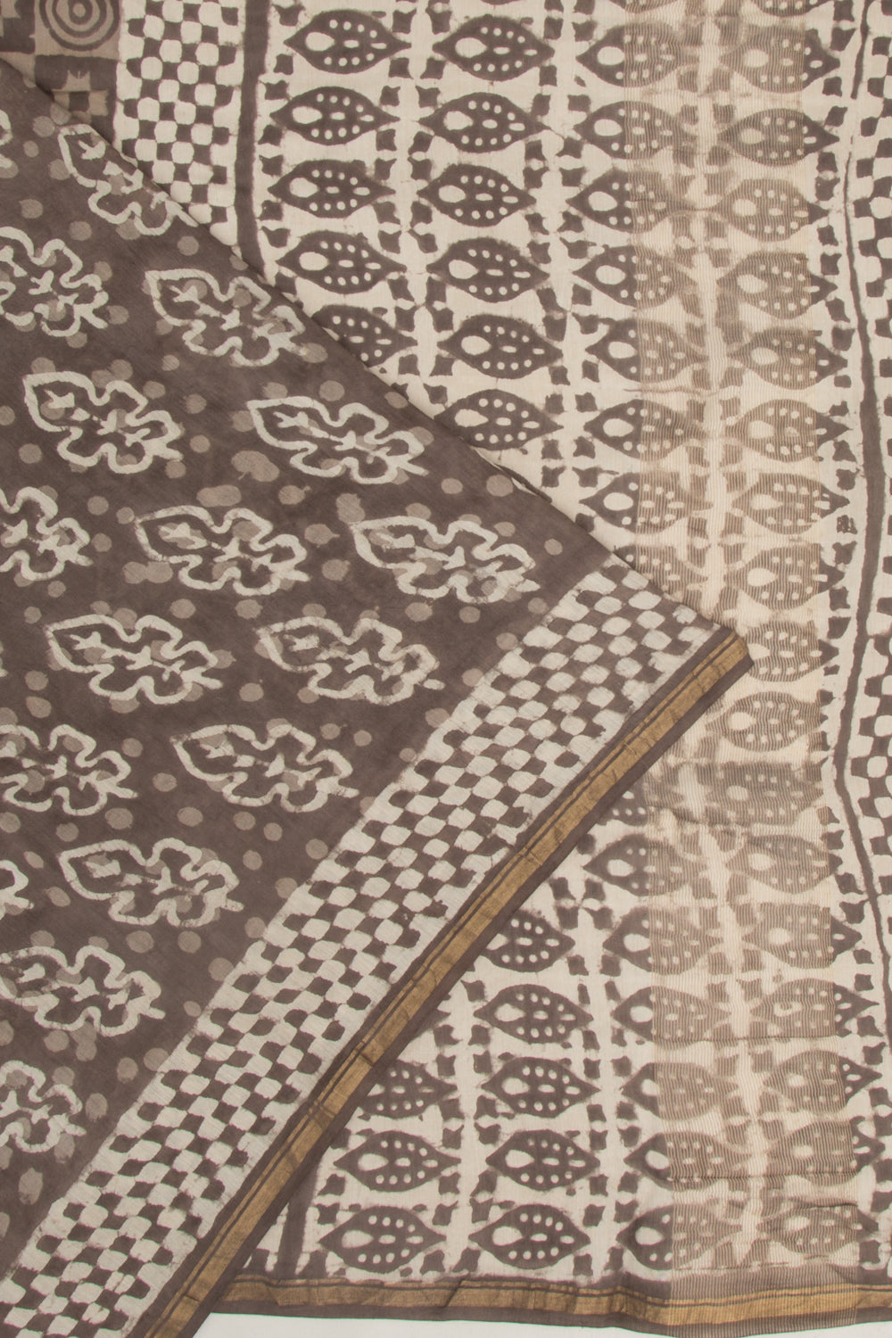 Chanderi Silk Block Printed Brown Saree