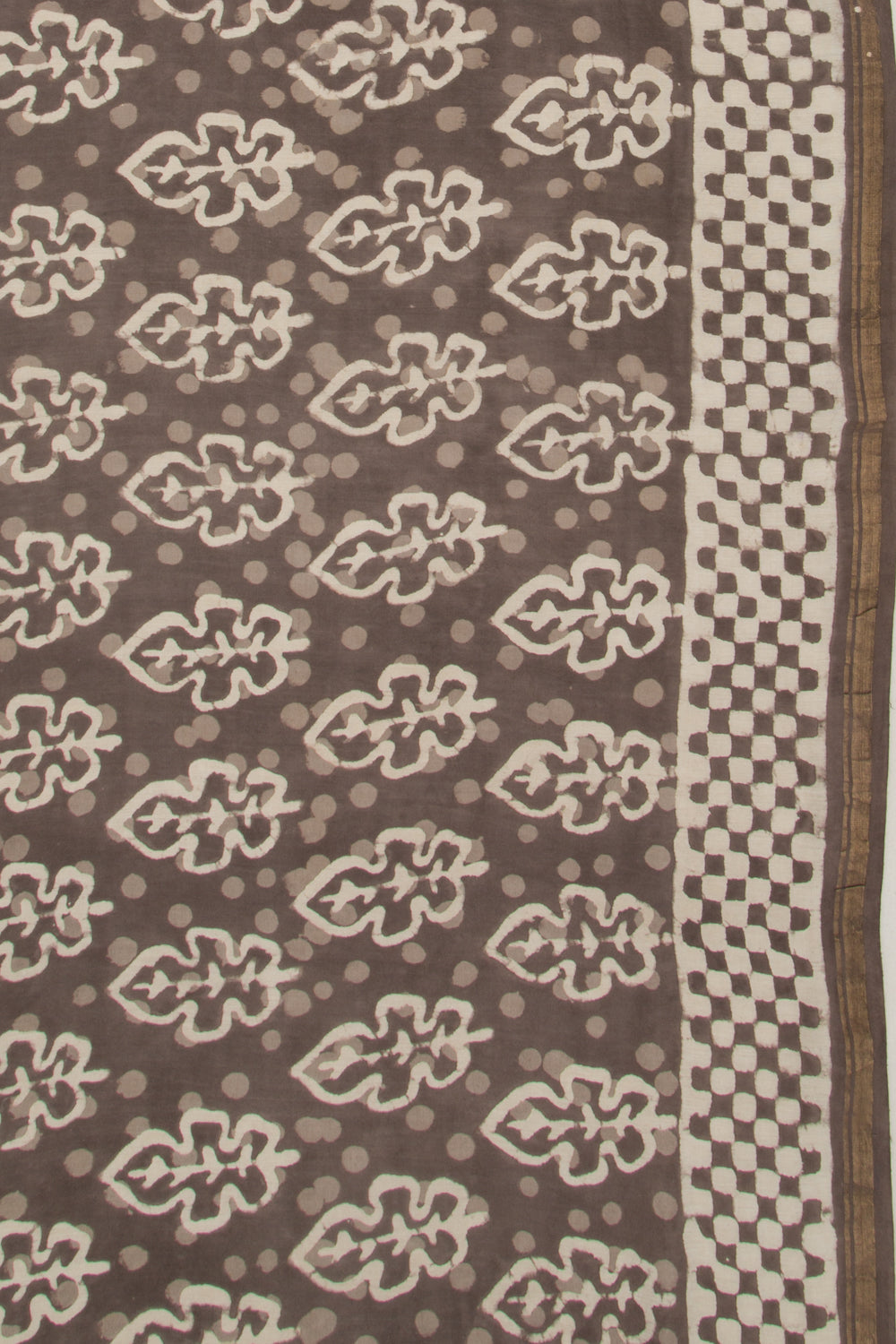 Chanderi Silk Block Printed Brown Saree