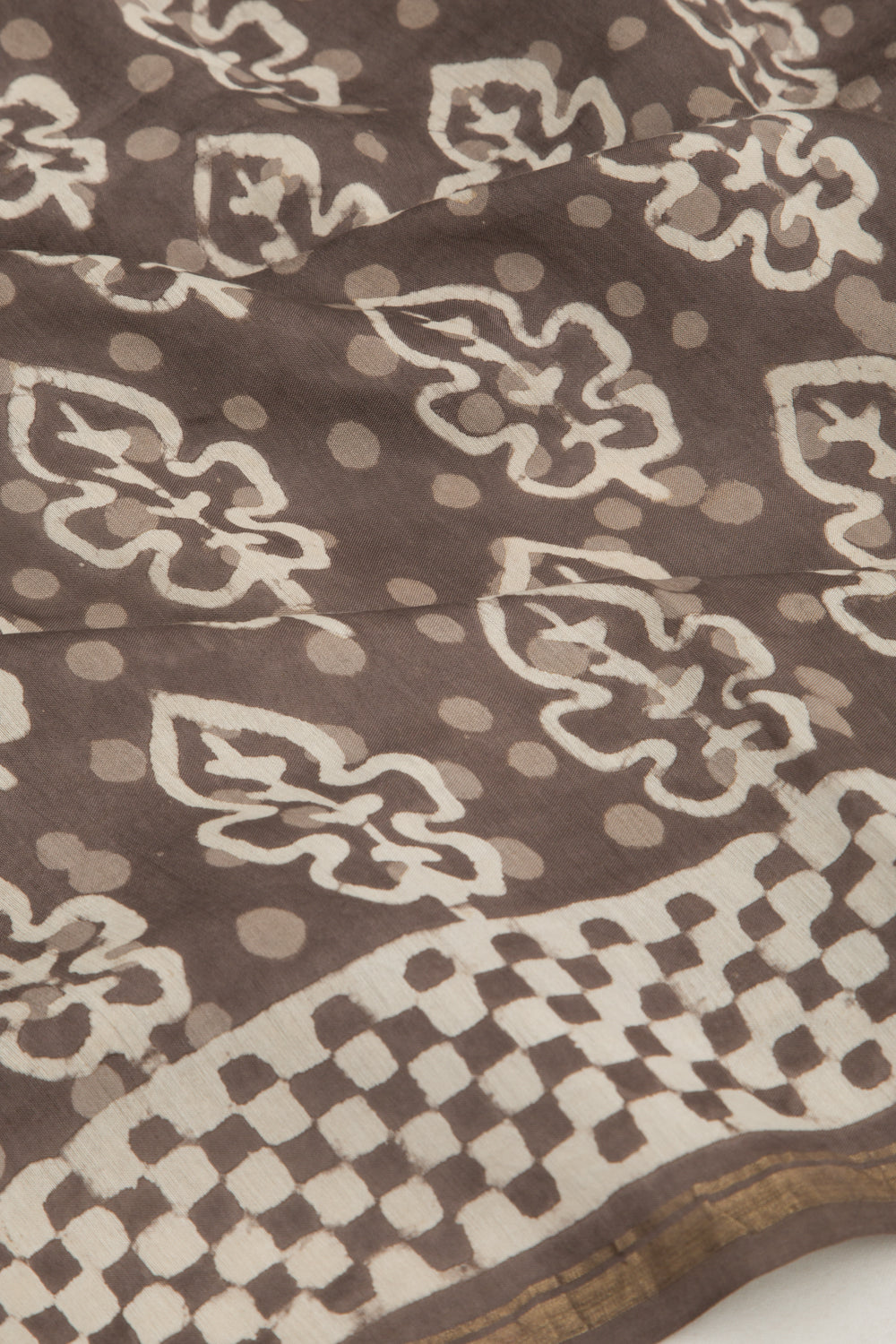 Chanderi Silk Block Printed Brown Saree