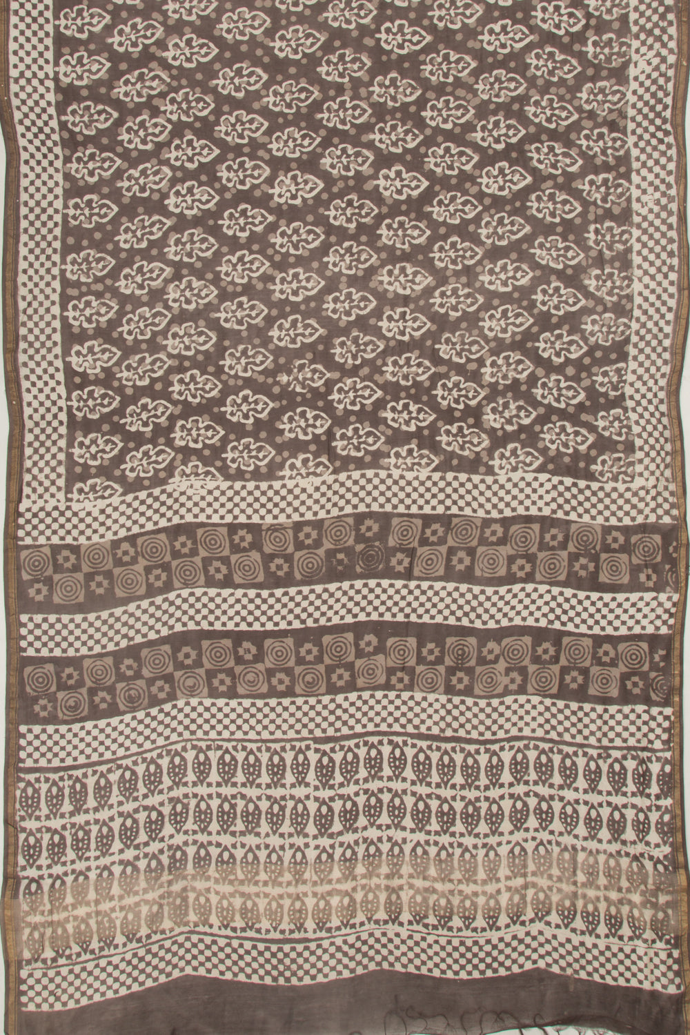 Chanderi Silk Block Printed Brown Saree