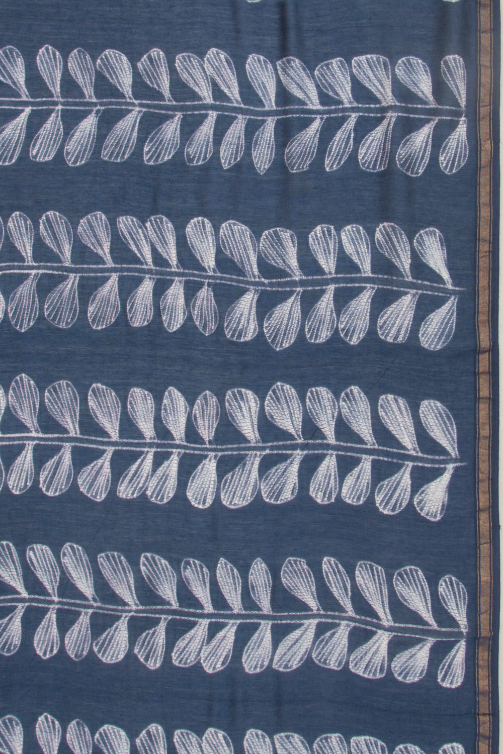 Chanderi Cotton Block Printed Dark Blue Saree