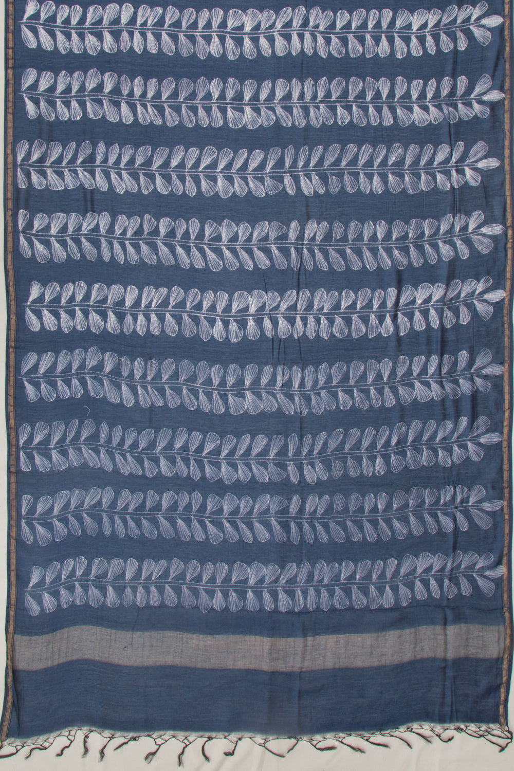 Chanderi Cotton Block Printed Dark Blue Saree