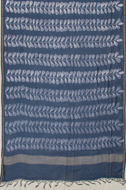 Chanderi Cotton Block Printed Dark Blue Saree