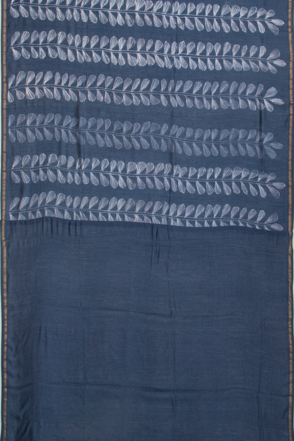 Chanderi Cotton Block Printed Dark Blue Saree