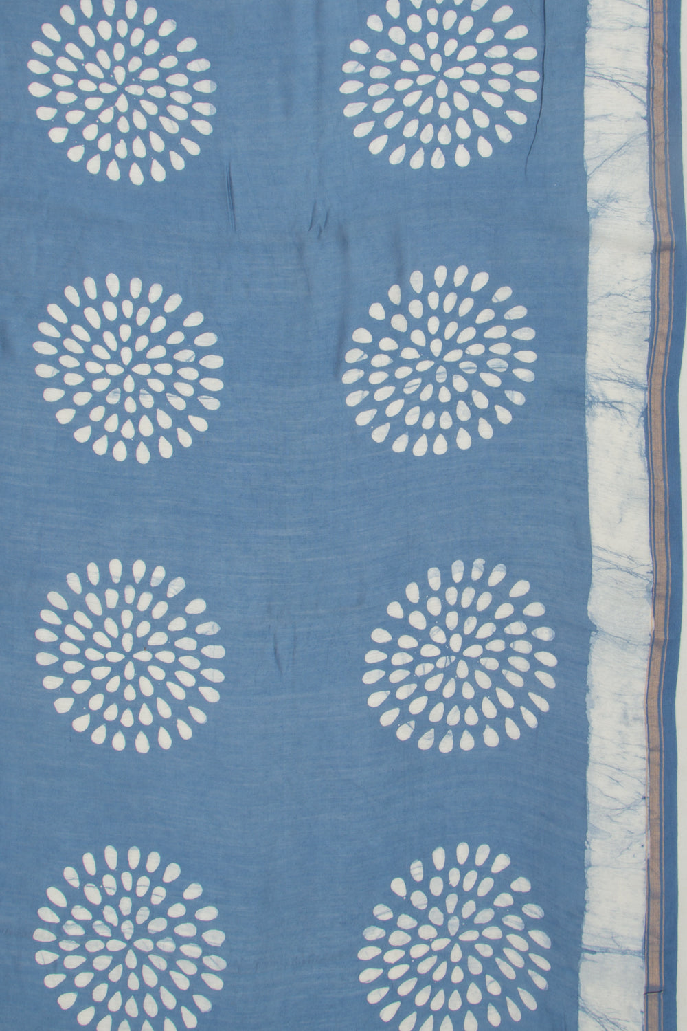 Chanderi Cotton Block Printed Blue Saree