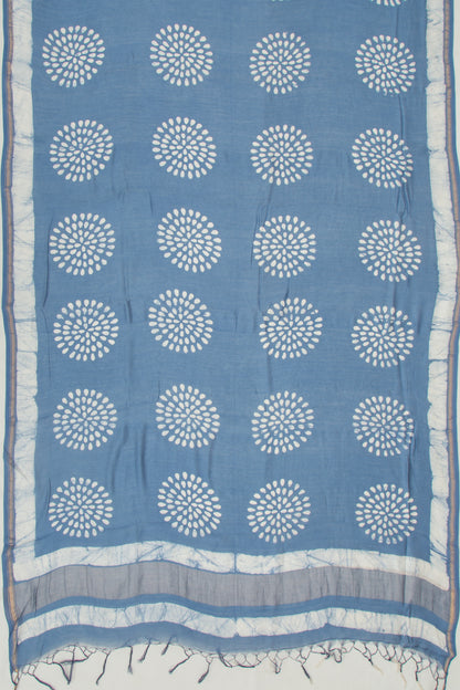 Chanderi Cotton Block Printed Blue Saree