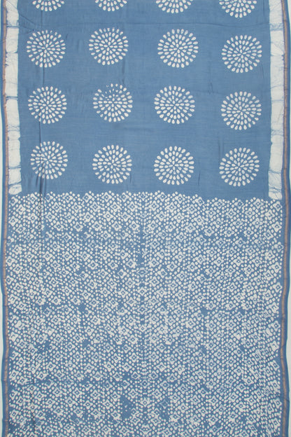 Chanderi Cotton Block Printed Blue Saree