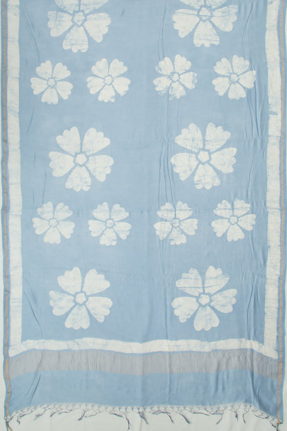 Chanderi Silk Block Printed Pastel Blue Saree