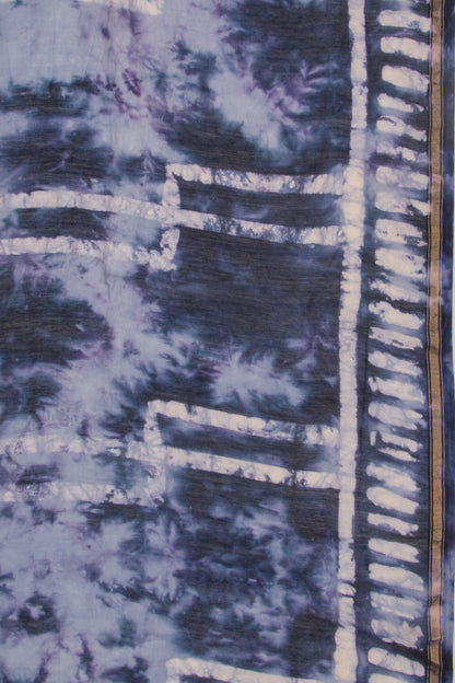 Chanderi Silk Block Printed Dark Blue Saree