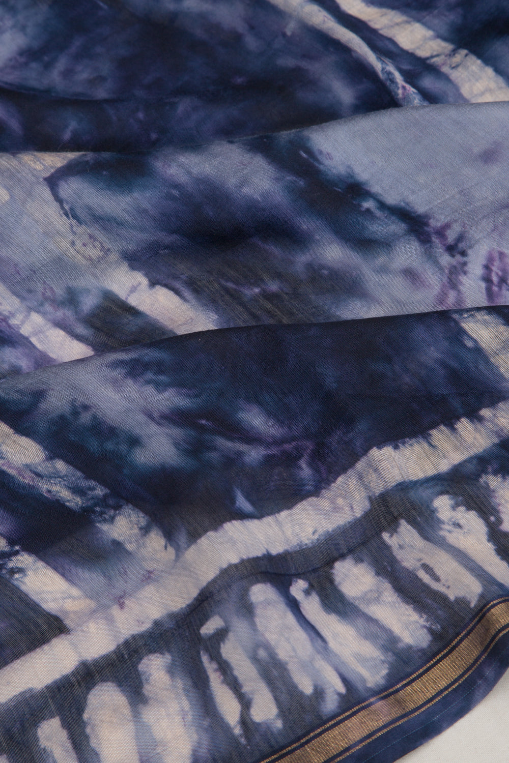 Chanderi Silk Block Printed Dark Blue Saree