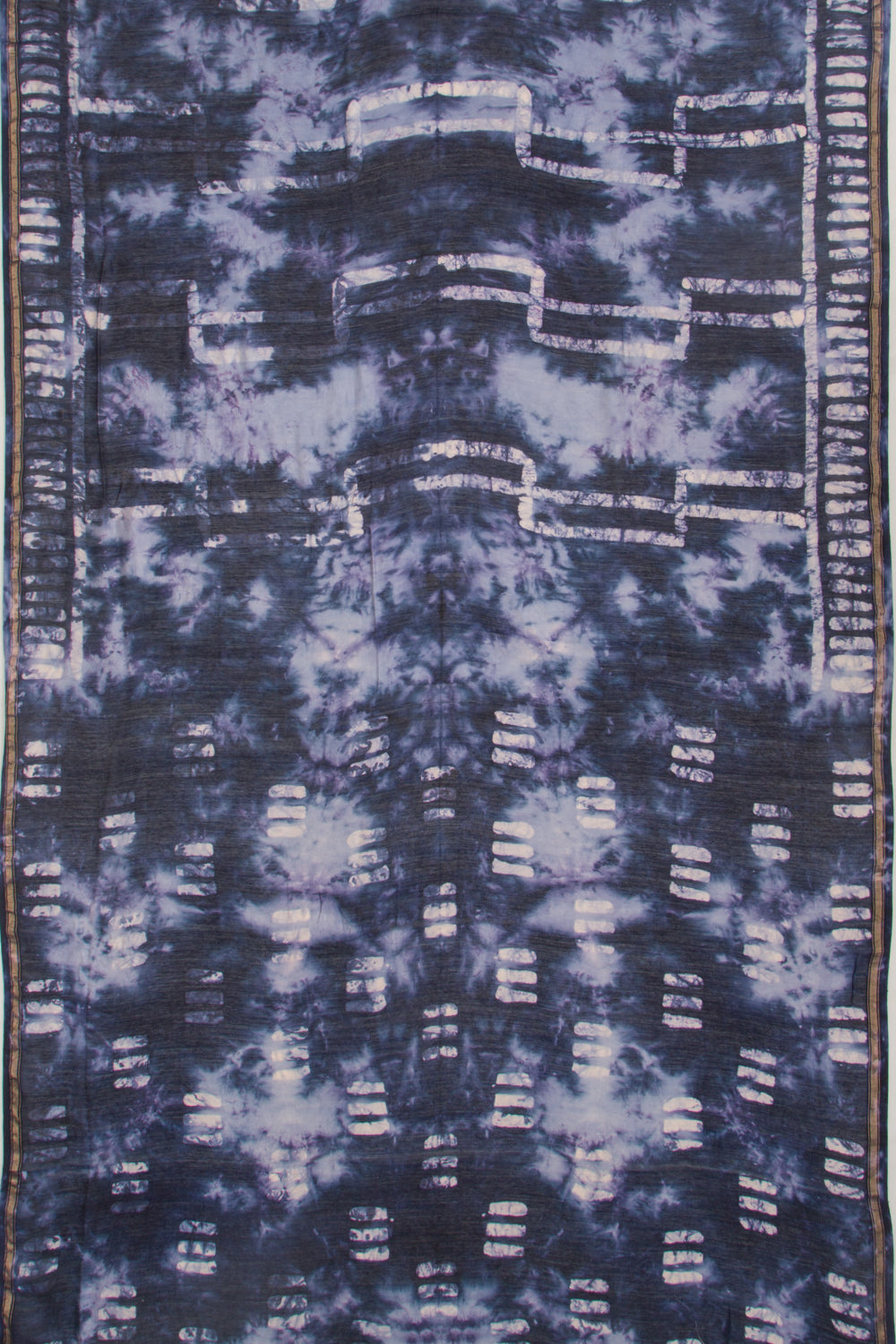 Chanderi Silk Block Printed Dark Blue Saree