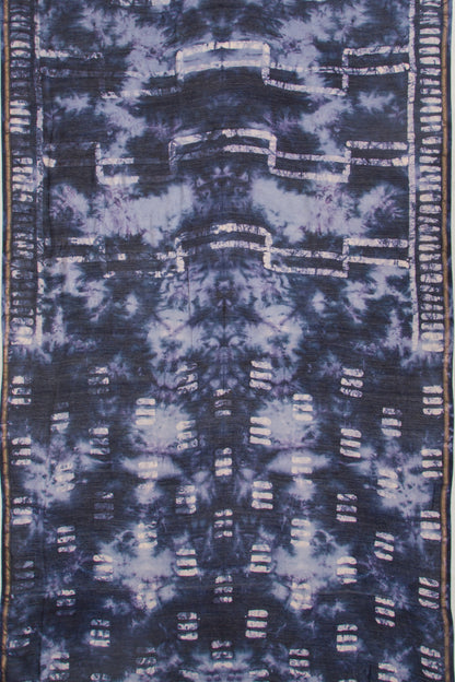 Chanderi Silk Block Printed Dark Blue Saree