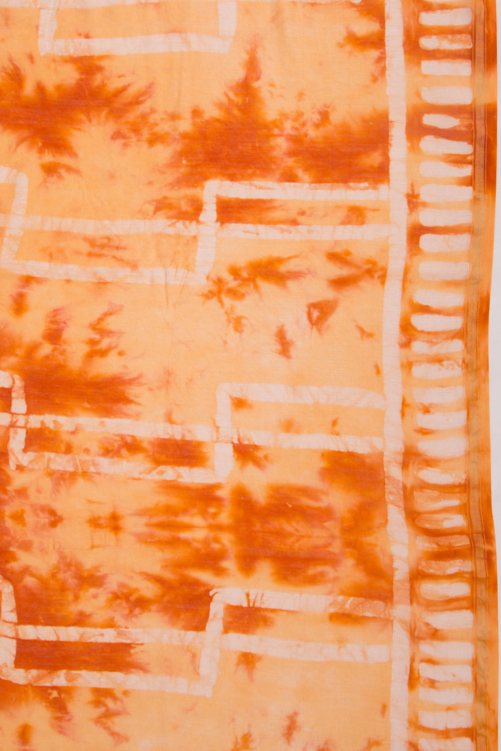 Chanderi Silk Block Printed Orange Saree