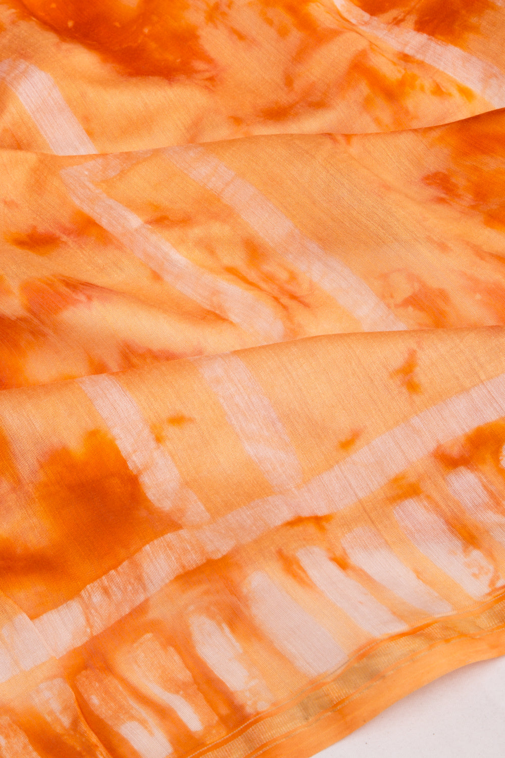 Chanderi Silk Block Printed Orange Saree