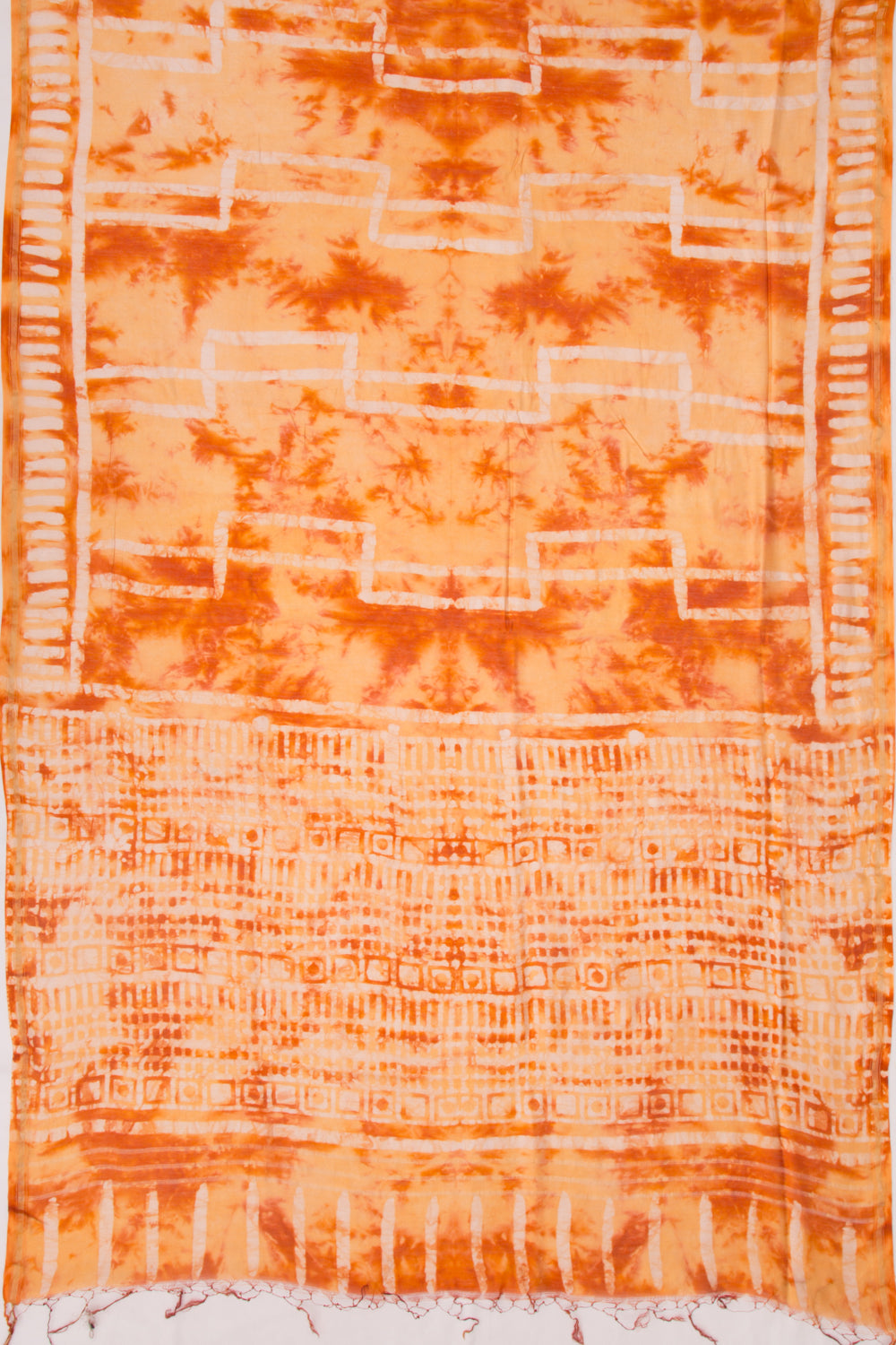 Chanderi Silk Block Printed Orange Saree