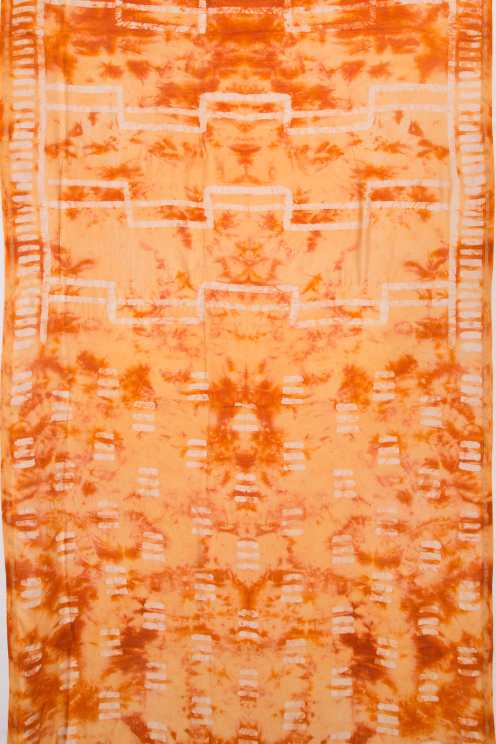 Chanderi Silk Block Printed Orange Saree