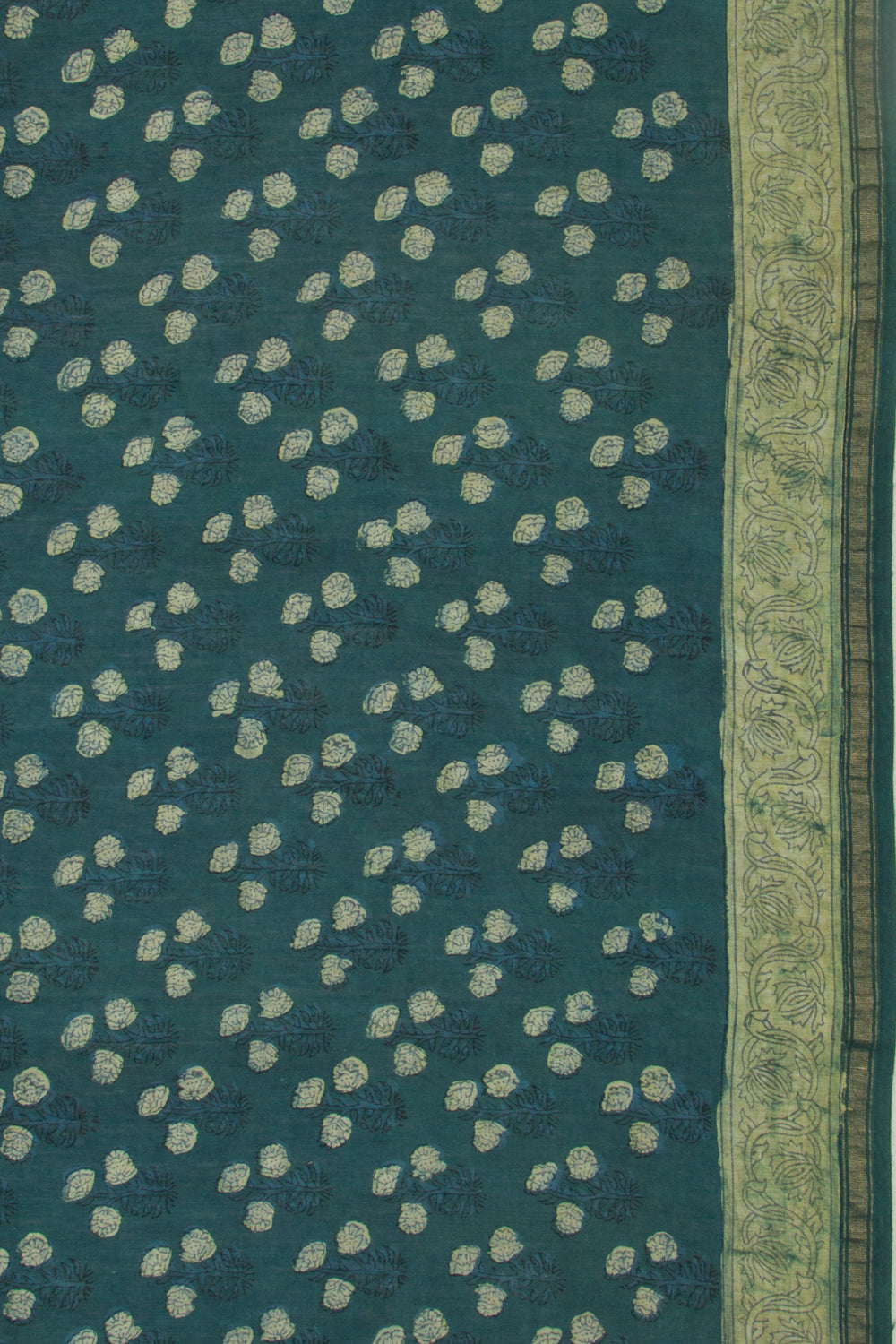 Chanderi Cotton Batik Printed Green Saree