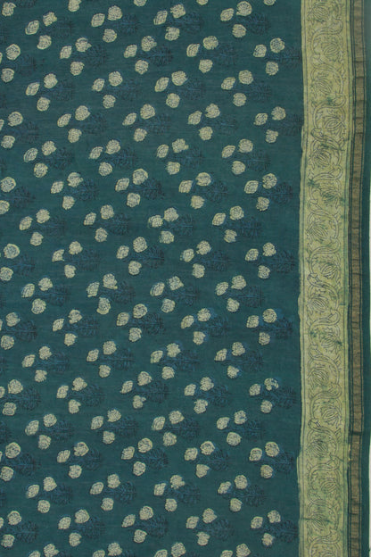 Chanderi Cotton Batik Printed Green Saree