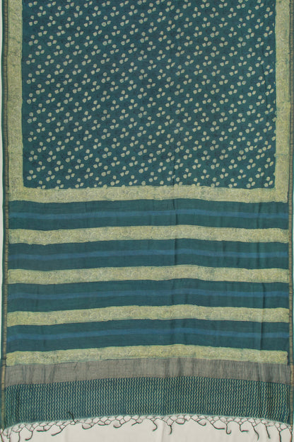 Chanderi Cotton Batik Printed Green Saree