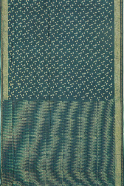 Chanderi Cotton Batik Printed Green Saree