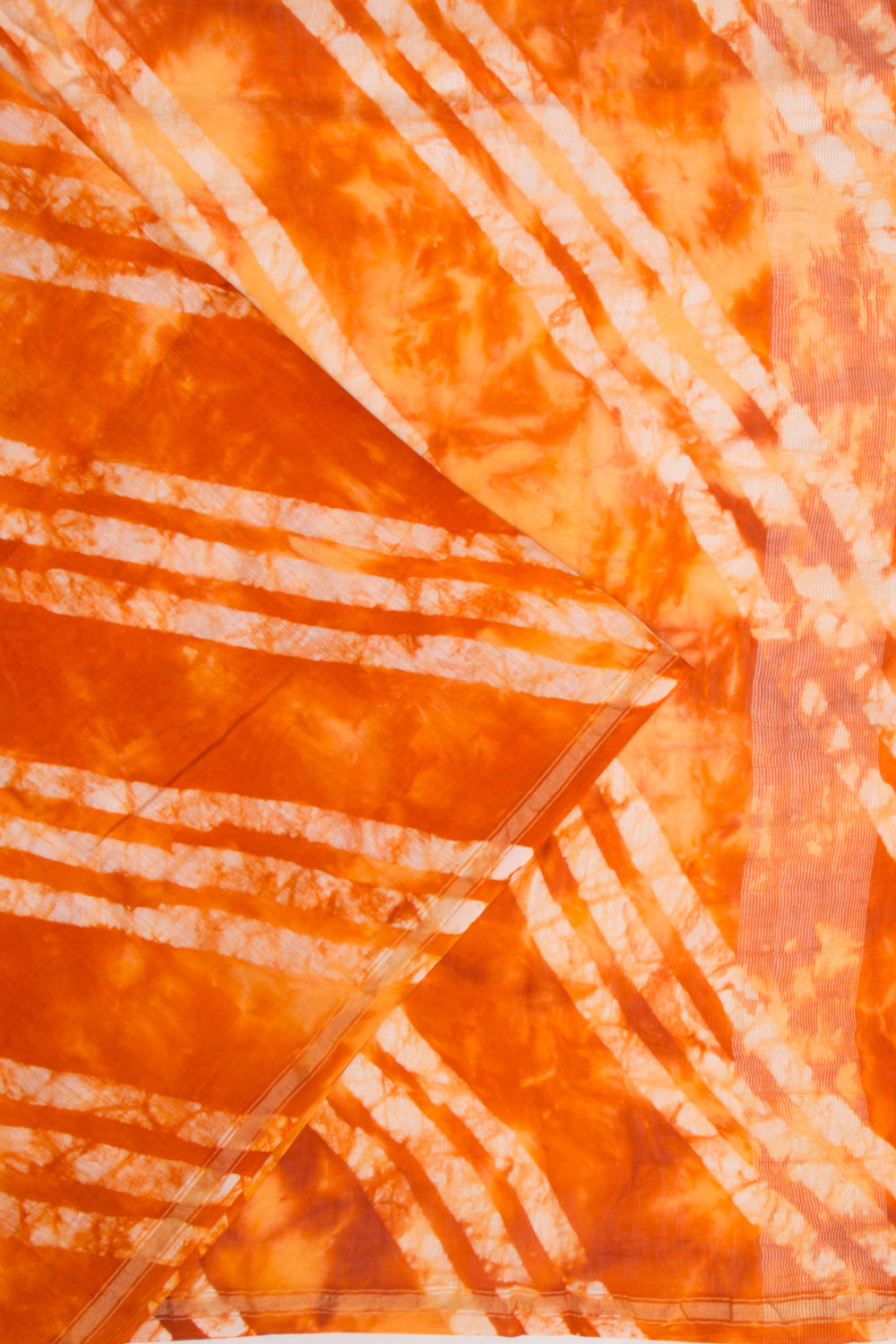 Chanderi Silk Block Printed Orange Saree