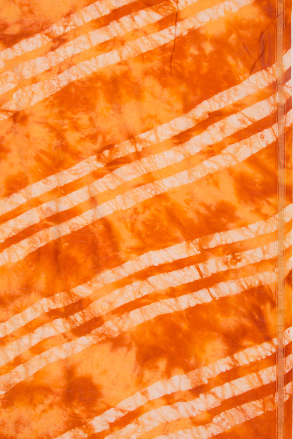 Chanderi Silk Block Printed Orange Saree