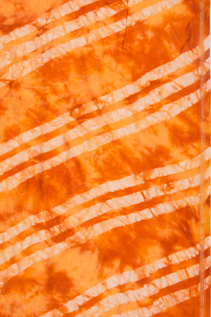 Chanderi Silk Block Printed Orange Saree