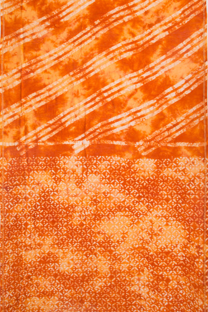 Chanderi Silk Block Printed Orange Saree