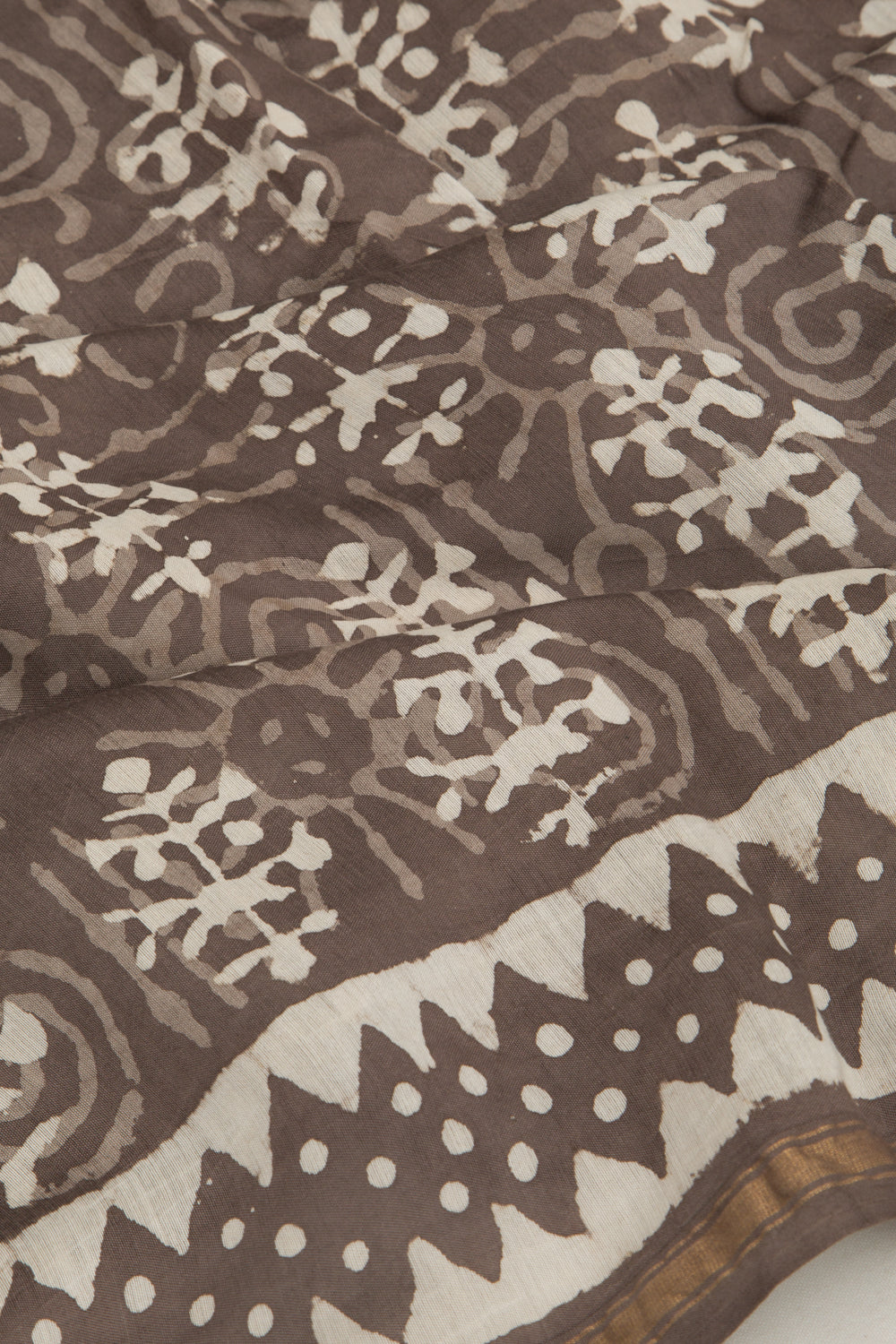 Chanderi Silk Block Printed Brown Saree
