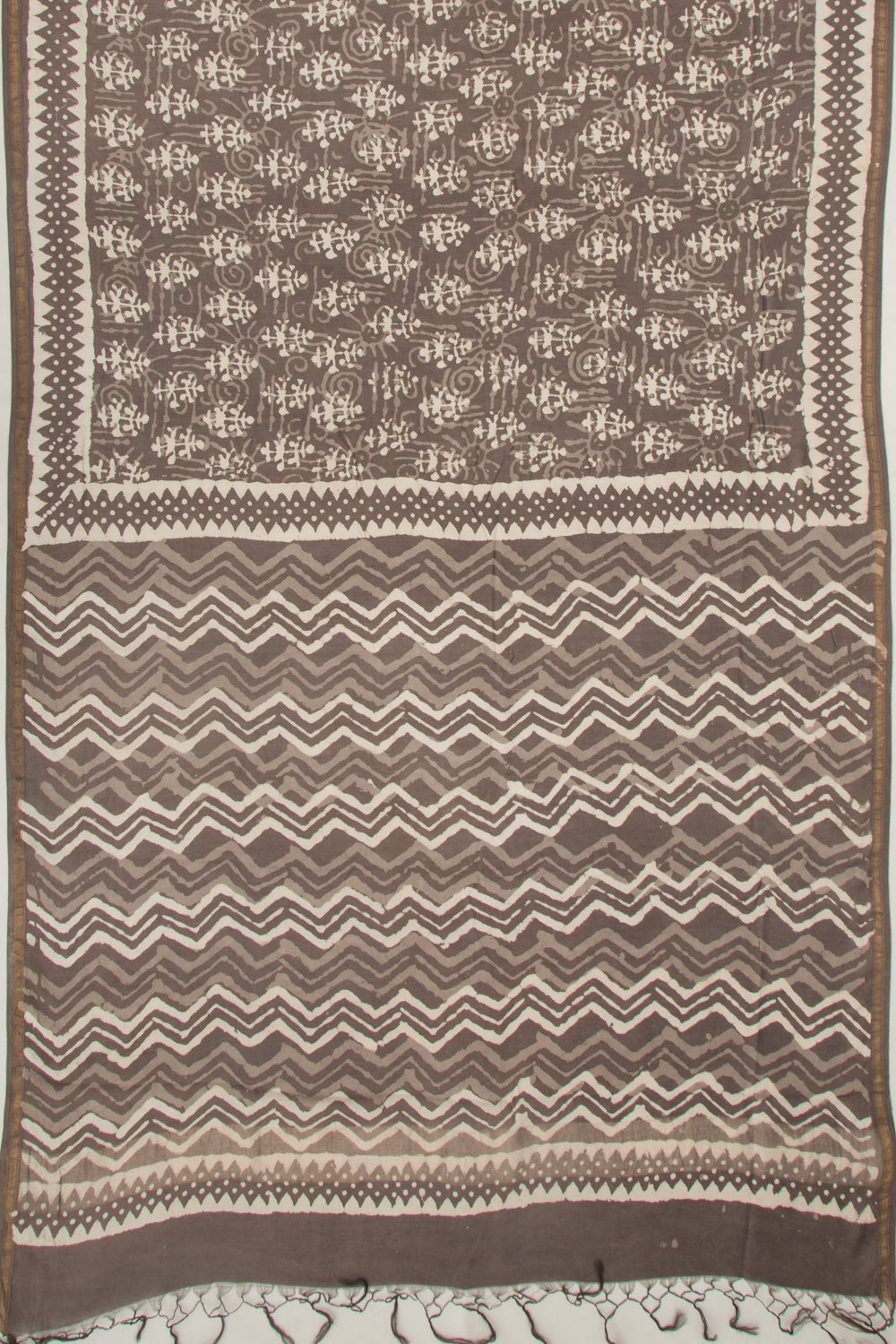 Chanderi Silk Block Printed Brown Saree