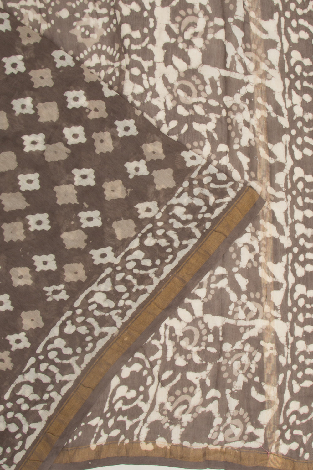 Chanderi Silk Block Printed Brown Saree